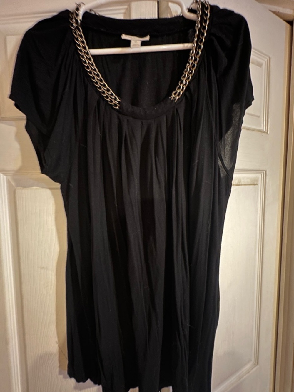 Fashion Bug Black Tunic Top with Chain Necklace Accent